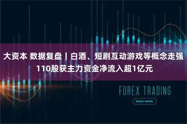 大资本 数据复盘丨白酒、短剧互动游戏等概念走强 110股获主力资金净流入超1亿元